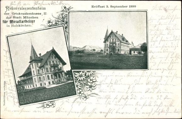 Postcard Holzkirchen in the Miesbach district of Upper Bavaria, convalescent home for the local health insurance fund