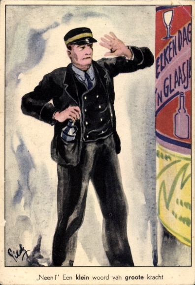 Artist Postcard Neen, A little word of a big bang, drunk man