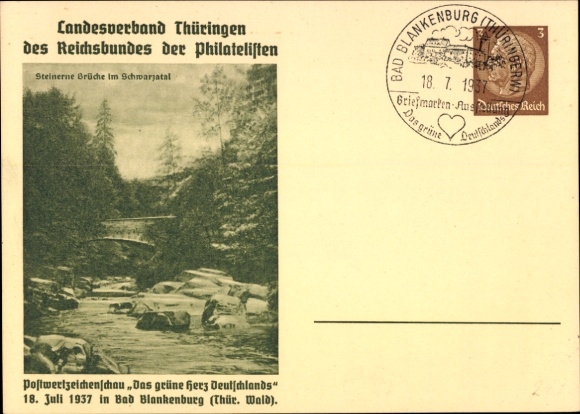 Ak Bad Blankenburg in Thüringen, Landesverband Thüringen, Steinernes Brüche, Postwertzeichenschau
