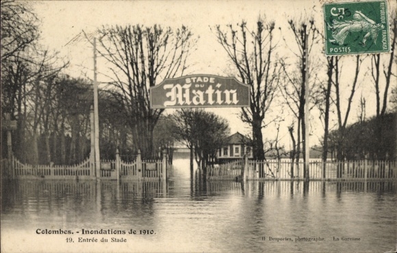 PC Colombes Hauts de Seine, Inondation 1910, Entrée du Stade