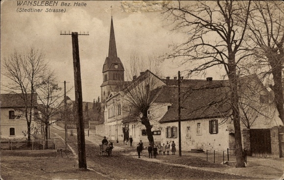 Ak Wansleben am See Mansfelder Land, Stedtiner Straße, Kirche