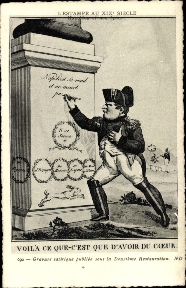 Artist Postcard Satirical engraving published under the Second Restoration, Napoleon, Karikatur