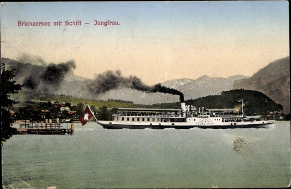 Ak Brienzersee mit Salondampfer, Jungfrau
