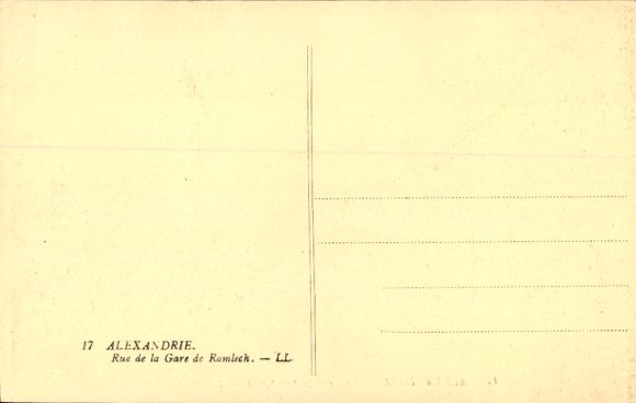 Postcard Alexandria Egypt, Ramlech Station Street, tram, carriages