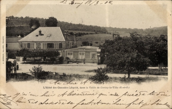 Ak Cernay la Ville Yvelines, Das Hotel des Cascades-Léopold, im Tal