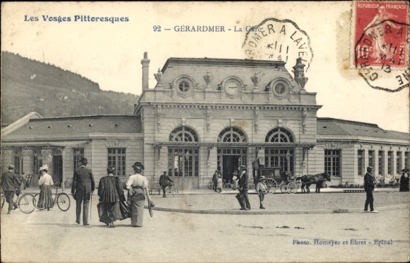 Postcard Gérardmer Lorraine Vosges, train station