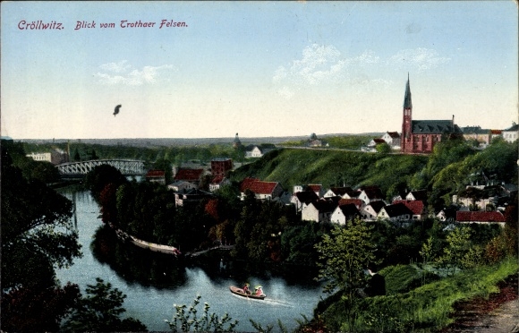 Postcard Kröllwitz Halle an der Saale, view of the city from the Trothaer Felsen