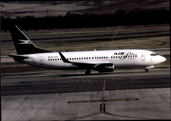 Postcard Spanish passenger aircraft, Air Plus Comet, B737-800