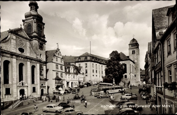 Postcard Altstadt Hachenburg im Westerwald, Hachenburg im Westerwald, Old Market, buildings, street view