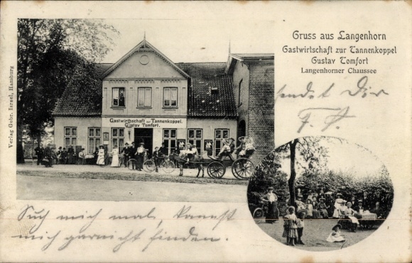 Postcard Hamburg Nord Langenhorn, Tannenkoppel Inn, Langenhorner Chaussee