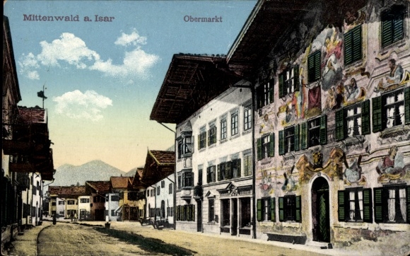 Ak Mittenwald in Oberbayern, Obermarkt