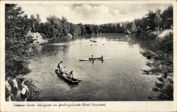 Ak Kemberg in der Dübener Heide, Mark Naundorf, Königssee, Boote