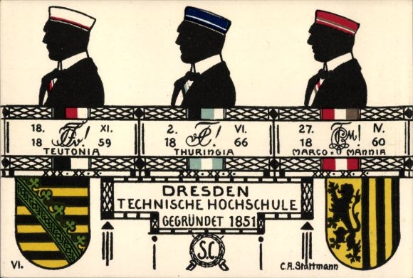 Studentika Ak Dresden, Technische Hochschule, Corps Teutonia, Thuringia, Marco-Mannia, Wappen