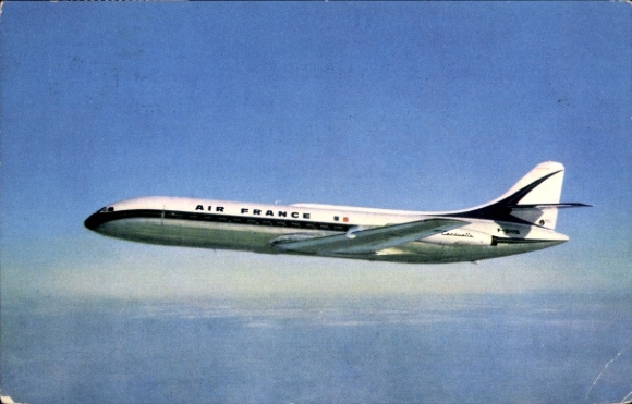 Postcard French passenger aircraft, Air France, Caravelle