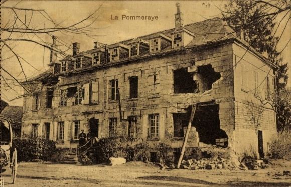 Postcard La Pommeraye Calvados, war damage, I. WK