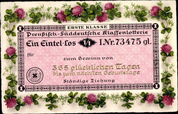 PC Happy Birthday, Clover Leaves, Prussian South German Class Lottery