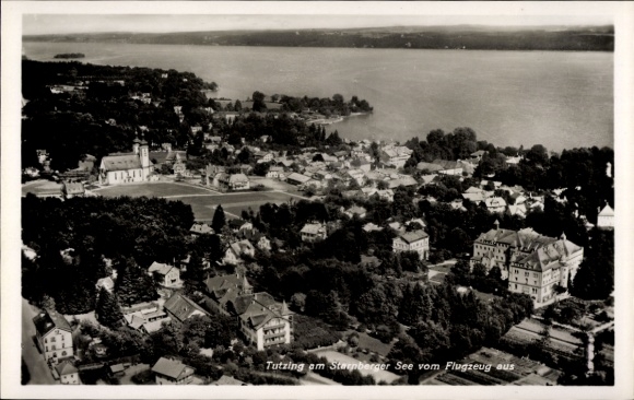 Postcard Tutzing on Lake Starnberg, Upper Bavaria, aerial photograph