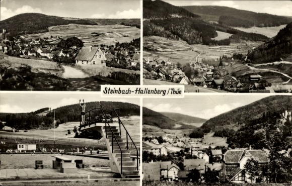 Postcard Steinbach Hallenberg in the Thuringian Forest, partial views