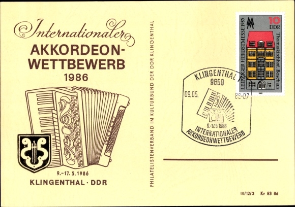 PC Klingenthal in Vogtland Saxony, Int. Accordion competition 1986, GDR