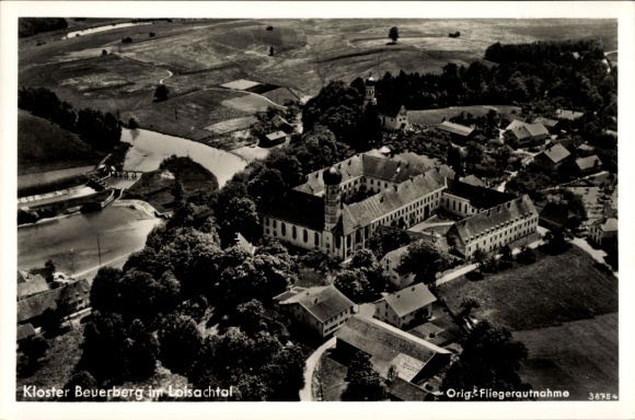 Postcard Beuerberg in the Loisach Valley Eurasburg Upper Bavaria, aerial photography, monastery