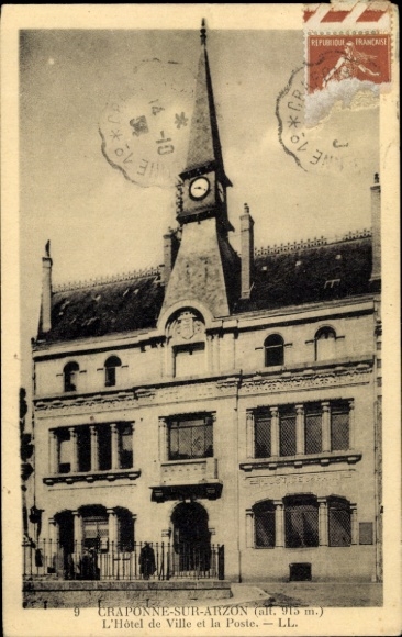 Ak Craponne sur Arzon Haute Loire, Hotel de Ville, Post