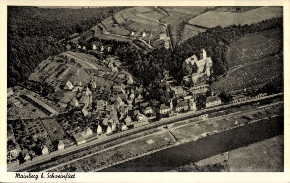 Postcard Mainberg (near Schweinfurt) Schonungen in Lower Franconia, Mainberg Castle, aerial photograph
