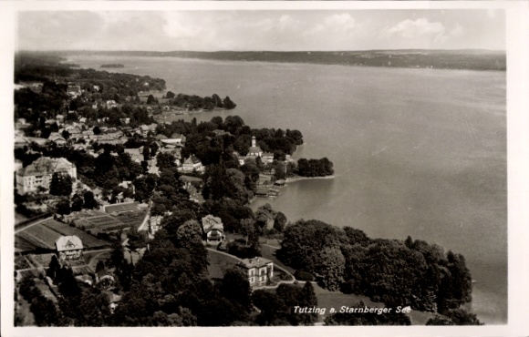 Postcard Tutzing on Lake Starnberg, Upper Bavaria, aerial photograph