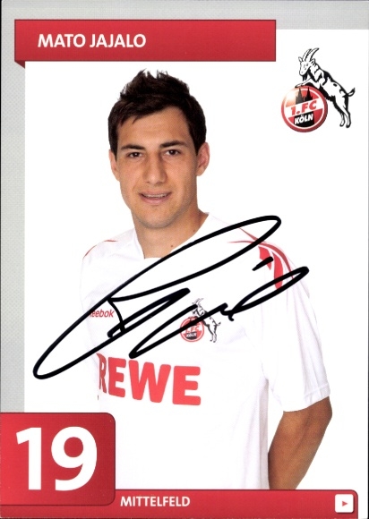 Autogrammkarte Fußballer Mato Jajalo, 1. FC Köln, Autogramm