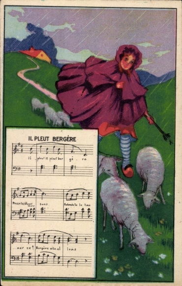Lied Künstler Ak Il pleut Bergère, Schafhirtin, Schafe