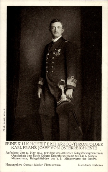 Ak Kaiser Karl I in Marineuniform, Portrait, Kuk Kriegsmarine