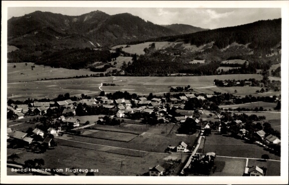 Postcard Benediktbeuren Benediktbeuern in Upper Bavaria, aerial photograph