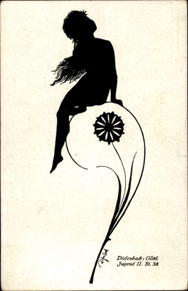 Papercut artist ansichtkaart Diefenbach, goddelijke jeugd 2, deel 38