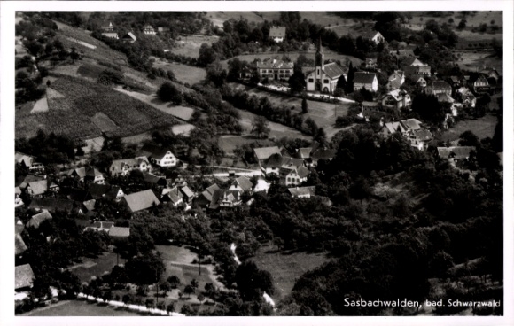 Postcard Sasbachwalden in the Black Forest, aerial photograph