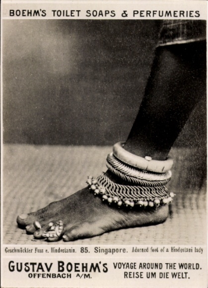 Photo Singapore, decorated foot of a Hindu woman, Boehm's Toilet Soaps