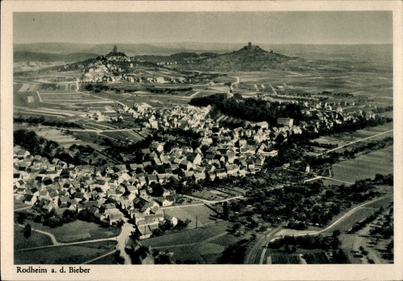 Postcard Rodheim Bieber Biebertal in Hesse, aerial photograph