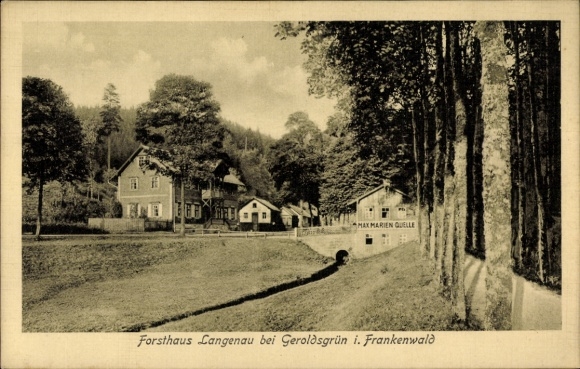 Postcard Langenau Geroldsgrün in Upper Franconia, Forsthaus Langenau, MAX MARIEN QUELLE, forest landscape