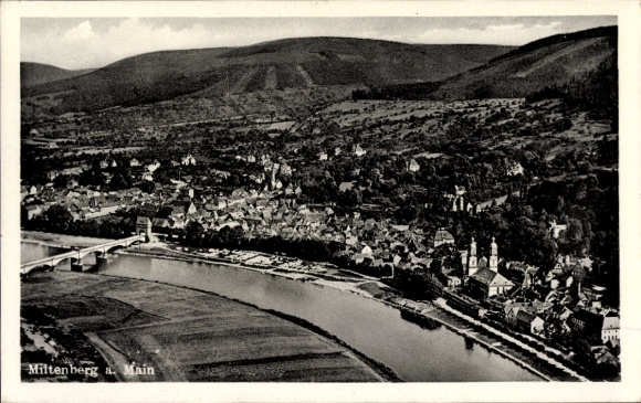 Postcard Miltenberg am Main Lower Franconia, aerial photograph