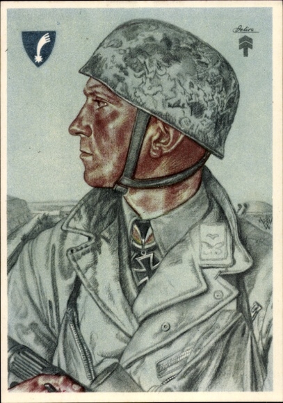 Künstler Ak Willrich, Wolfgang, Luftlandetruppen, Hauptmann Egon Delica, Ritterkreuzträger