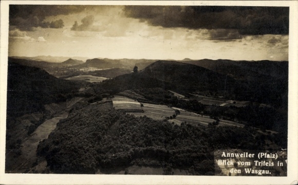 PC Annweiler am Trifels Palatinate, landscape photograph, view from Trifels, Wasgau, PC from A...