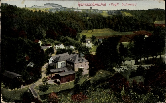 Postcard Rentzschmühle Pöhl in the Vogtland, Panorama