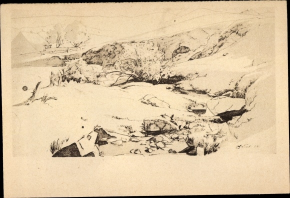 Artist Postcard Thoma Hans, drawing, painted in Bernau 1866