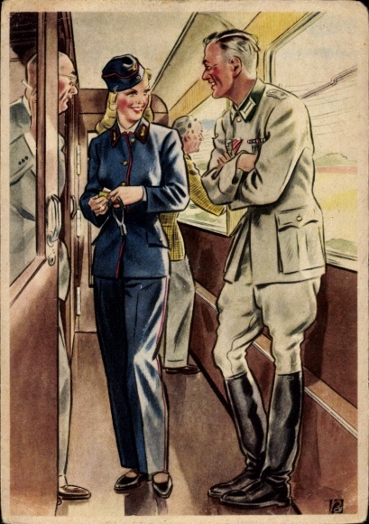 Artist Postcard Becker, Women create for you, The Train Conductor, Wehrmacht, No. 653