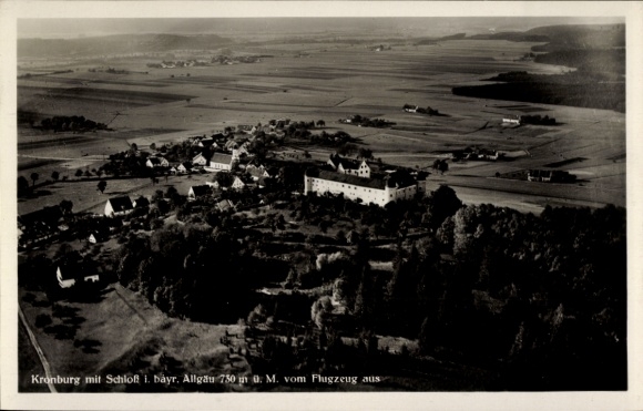 Postcard Kronburg Unterallgäu, castle, aerial photograph