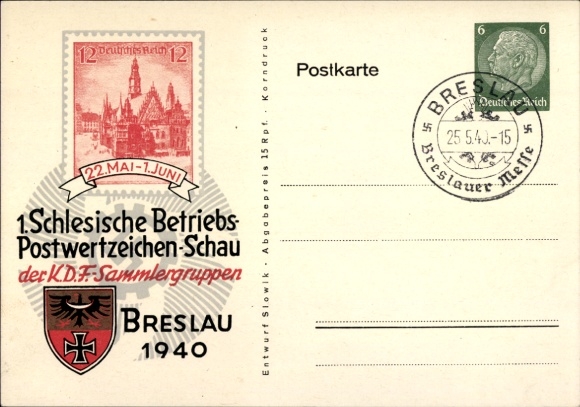 Postwaardestuk Ak 1. Silezische postzegelshow Breslau 1940, PP 129 C51