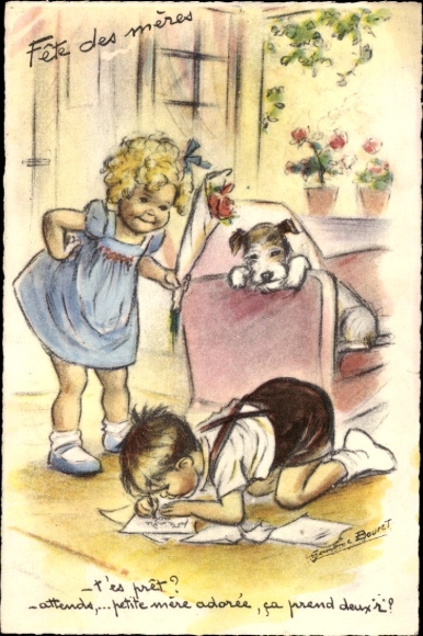 Artysta KP Bouret, Germaine, Dzień Matki, Fete des meres, dzieci, pies