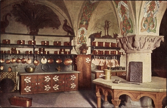 Ak Lutherstadt Eisenach in Thüringen, Die Wartburg, Innenansicht, Die Hofküche