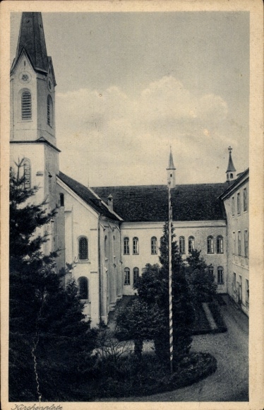 Postcard Zangberg in Upper Bavaria, Educational Institute of the Salesian Sisters of St. Joseph, Kirchenplatz