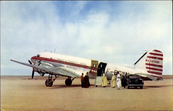 Postcard Algerisches Passagierflugzeug, Douglas DC 3, General Company of Air Transport, Air Algérie