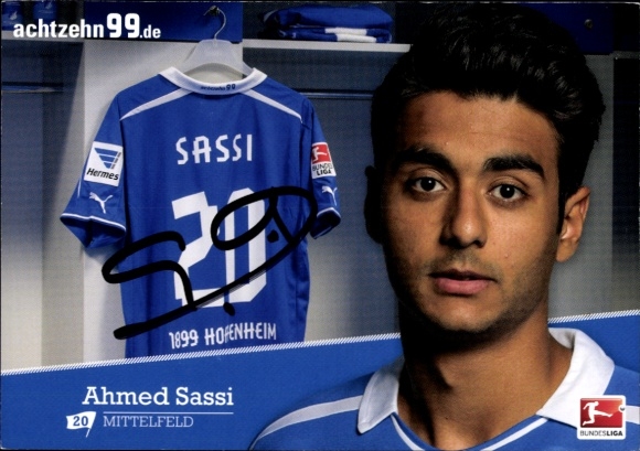 Autogrammkarte Fußballer Ahmed Sassi, TSG 1899 Hoffenheim, Autogramm