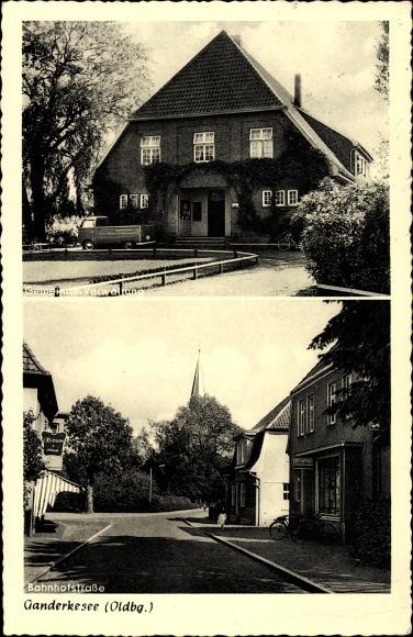Postcard Ganderkesee in Lower Saxony, municipal administration, Bahnhofstrasse